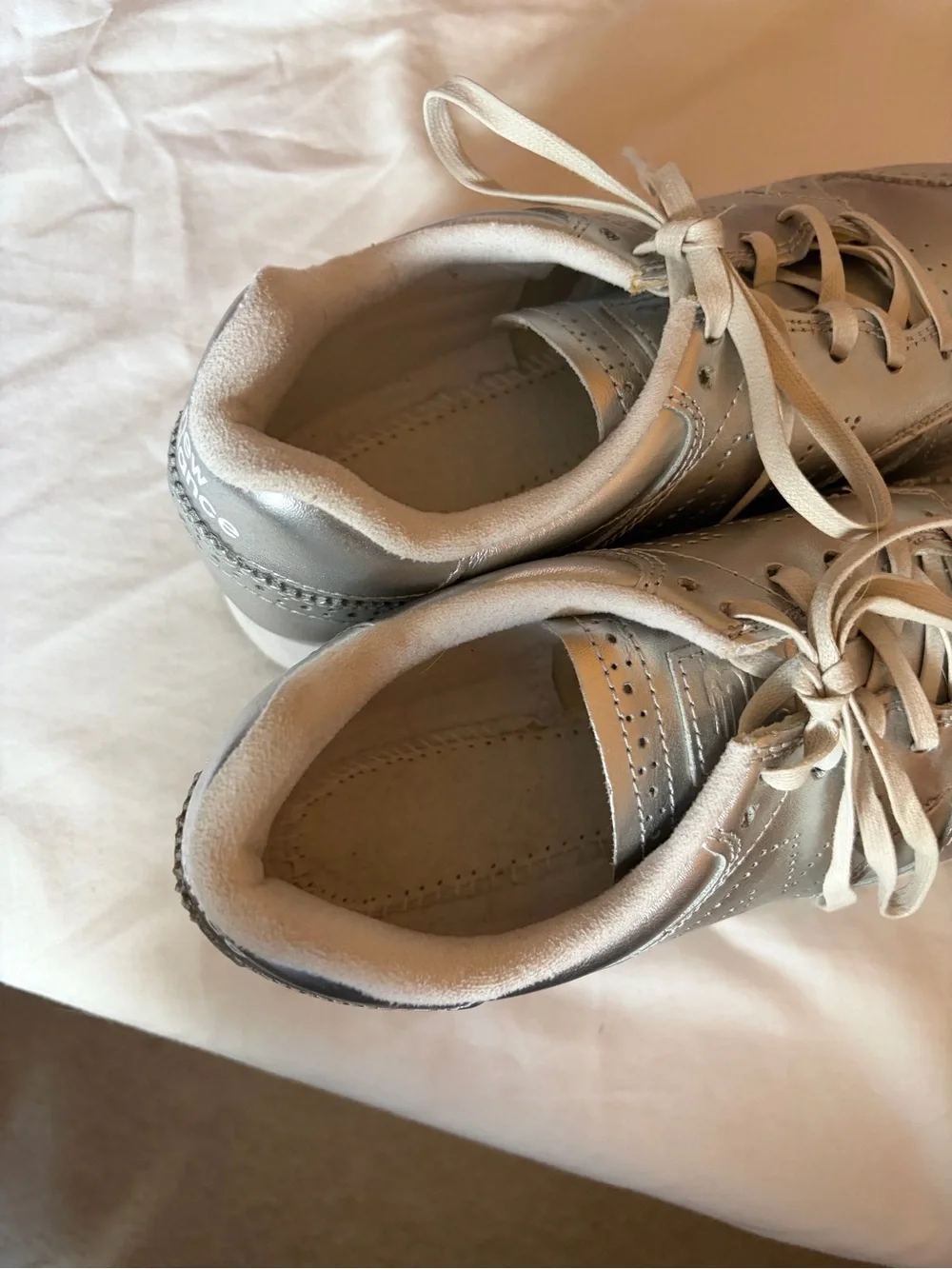 New Balance Silver Metallic Platform Sneakers